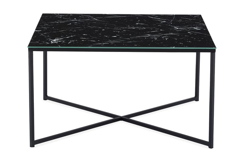 MATADOR Soffbord 80 cm Marmormönster Glas/Svart - Bord - Marmorbord - Soffbord