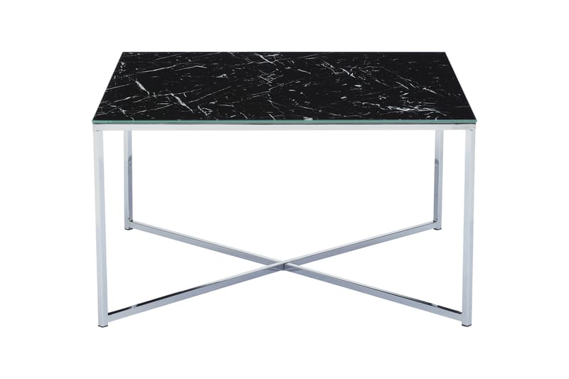 MATADOR Soffbord 80 cm Marmormönster Glas/Svart/Krom - Bord - Marmorbord - Soffbord