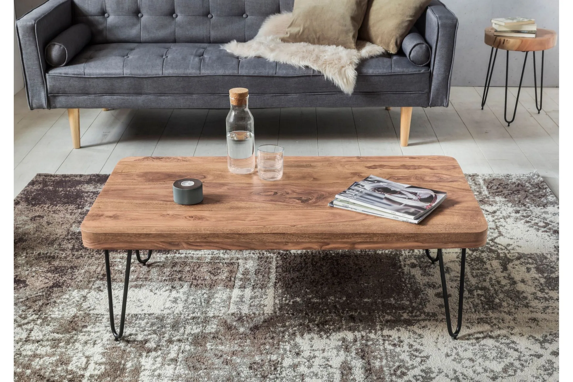 mayotte soffbord 115 cm - akacia/svart