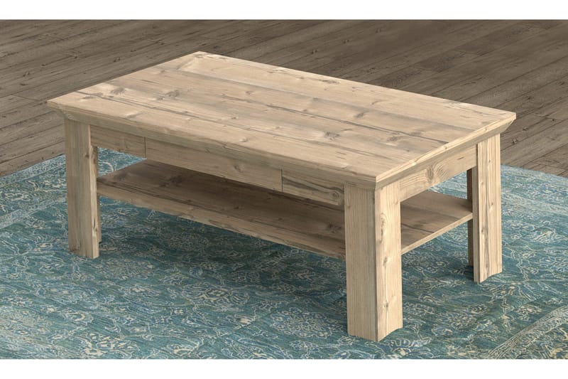 Mccoys Soffbord 120 cm med Förvaring Hylla + Låda - Brun - Möbler - Vardagsrum - Soffbord & vardagsrumsbord - Soffbord