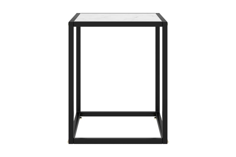 Soffbord med vitt marmorglas 40x40x50 cm - Svart - Bord - Marmorbord - Soffbord