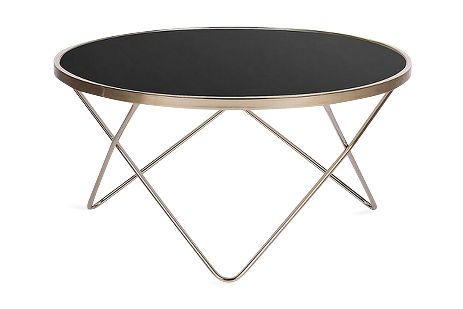Meerah Soffbord 80 cm Runt - Glas/Svart/Guld