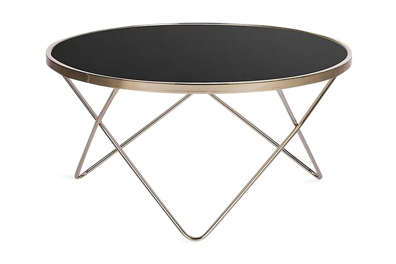 Meerah Soffbord 80 cm Runt, Glas/Svart/Guld