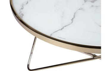Meerah Soffbord 80 cm Runt Marmormönster - Glas/Vit/Guld - Möbler - Vardagsrum - Soffbord & vardagsrumsbord - Soffbord