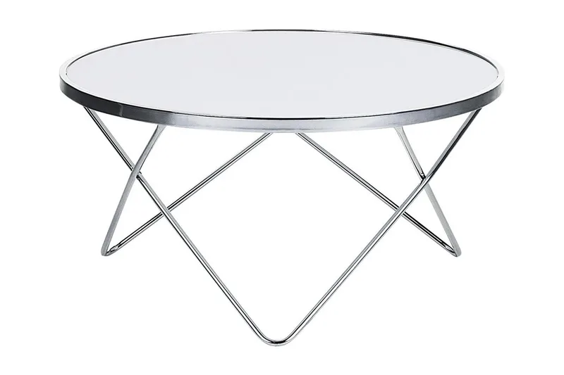 Meerah Soffbord 80 cm Runt, Vit/Silver