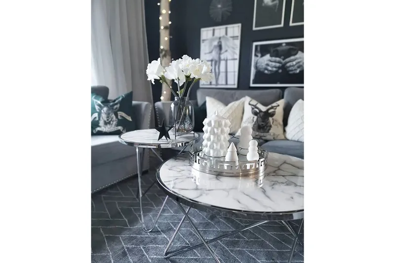 Meerah Soffbord Marmoreffekt - Vit - Möbler - Vardagsrum - Soffbord & vardagsrumsbord - Soffbord