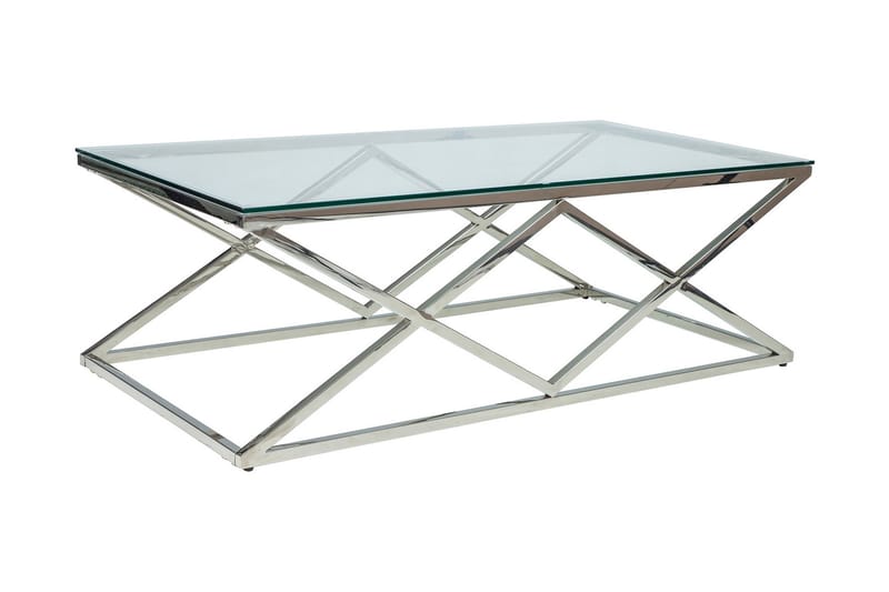 MEGURO Soffbord 120 cm Glas/Silver - Soffbord - Bord