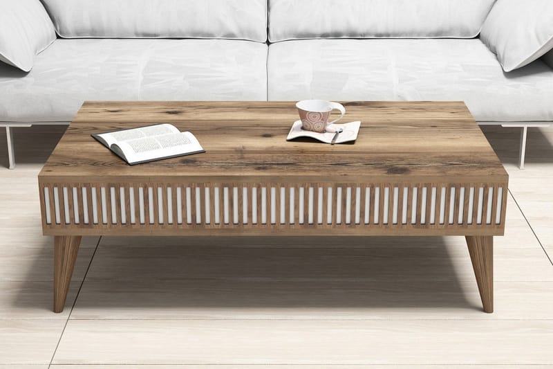 MIECZNIKOWSKI Soffbord 105 cm med Förvaring Hylla Valnötsbru - Soffbord - Bord