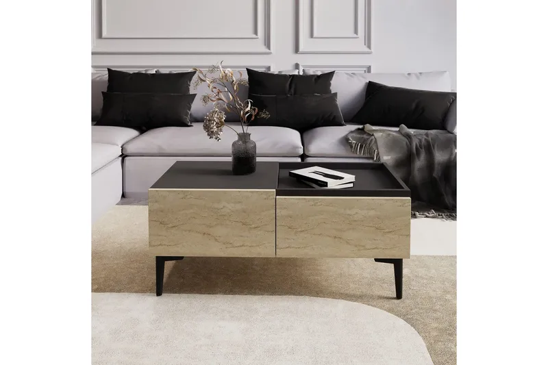 Soffbord Mijara Travertin / Antracit - Natur/Antracit - Möbler - Vardagsrum - Soffbord & vardagsrumsbord - Soffbord