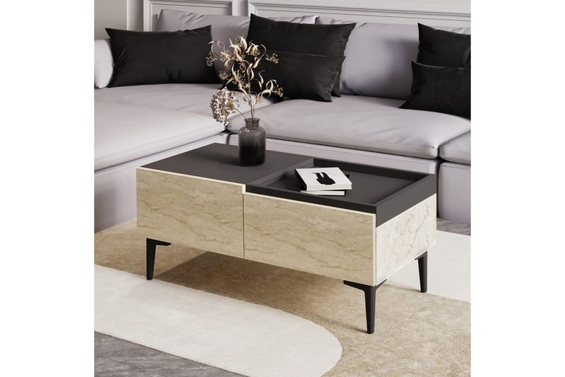 Soffbord Mijara Travertin / Antracit - Natur/Antracit - Möbler - Vardagsrum - Soffbord & vardagsrumsbord - Soffbord