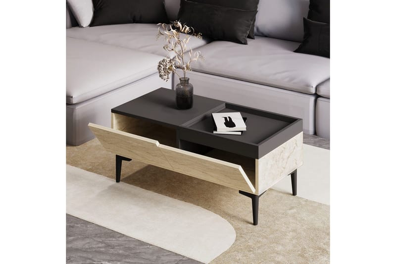 Soffbord Mijara Travertin / Antracit - Natur/Antracit - Möbler - Vardagsrum - Soffbord & vardagsrumsbord - Soffbord