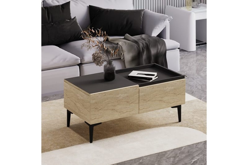 Soffbord Mijara Travertin / Antracit - Natur/Antracit - Möbler - Vardagsrum - Soffbord & vardagsrumsbord - Soffbord