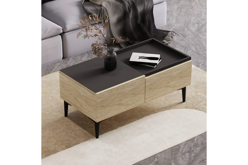 Soffbord Mijara Travertin / Antracit - Natur/Antracit - Möbler - Vardagsrum - Soffbord & vardagsrumsbord - Soffbord