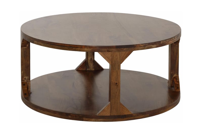 MILLOM Soffbord 60cm Runt med Förvaring Hylla Mango/Valnötsb - Möbler - Vardagsrum - Soffbord & vardagsrumsbord - Soffbord