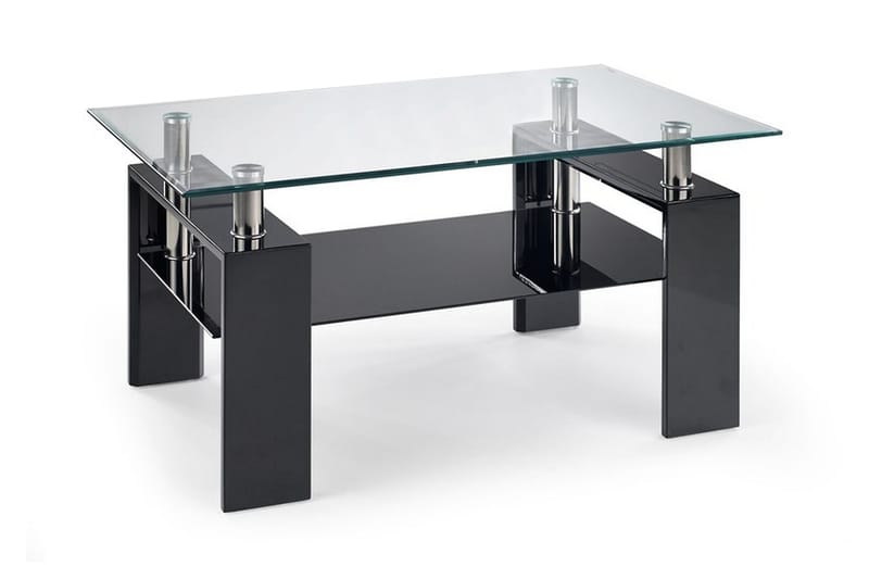 MINELLI Soffbord 110 cm med Förvaring Hylla Glas/Svart - Soffbord - Bord