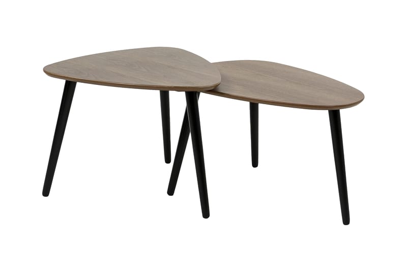 MINGEL 2st Ovala satsbord 68+62 cm Valnöt/Svart - Möbler - Vardagsrum - Soffbord & vardagsrumsbord - Soffbord