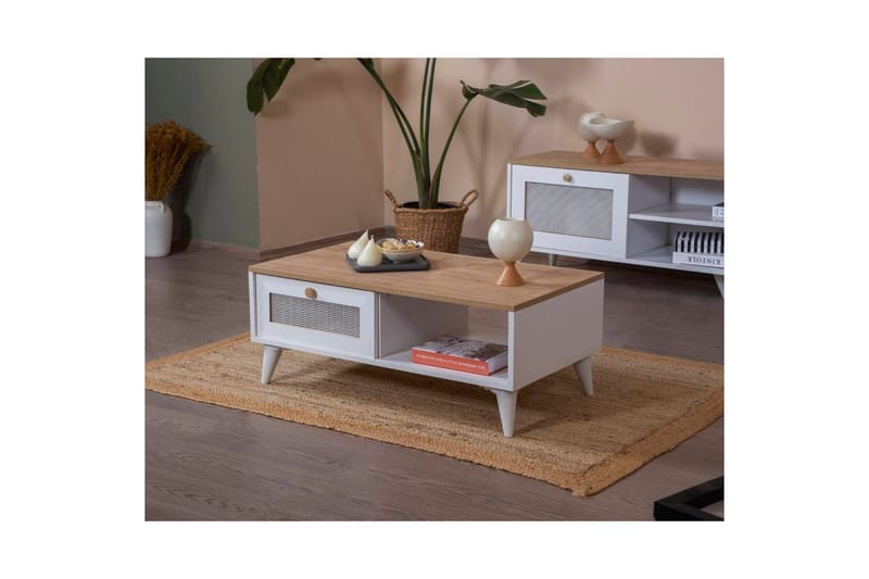Soffbord Mjudi Vit / Ek - Vit / Ek - Möbler - Vardagsrum - Soffbord & vardagsrumsbord - Soffbord