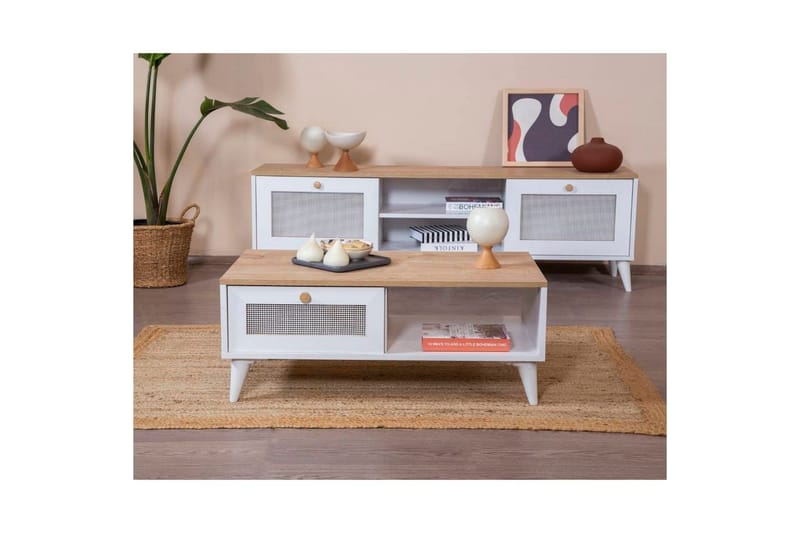 Soffbord Mjudi Vit / Ek - Vit / Ek - Möbler - Vardagsrum - Soffbord & vardagsrumsbord - Soffbord
