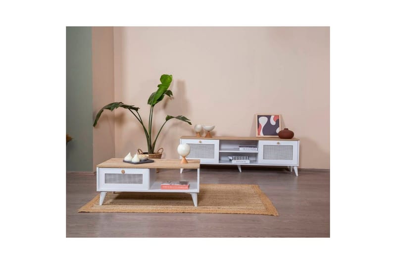 Soffbord Mjudi Vit / Ek - Vit / Ek - Möbler - Vardagsrum - Soffbord & vardagsrumsbord - Soffbord