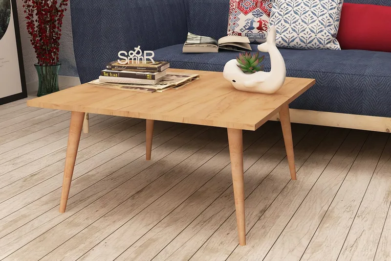 Mod Design Rektangulärt Soffbord 80 cm i Trä med Koniska Ben - Brun - Möbler - Vardagsrum - Soffbord & vardagsrumsbord - Soffbord