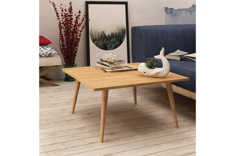 Mod Design Rektangulärt Soffbord 80 cm i Trä med Koniska Ben - Brun - Möbler - Vardagsrum - Soffbord & vardagsrumsbord - Soffbord