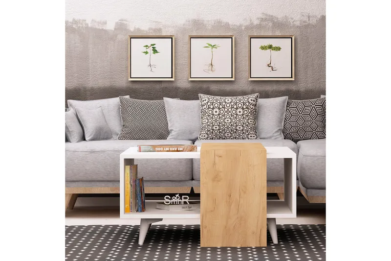 Mod Design Soffbord 80 cm med Förvaring Hylla - Trä/Vit - Möbler - Vardagsrum - Soffbord & vardagsrumsbord - Soffbord