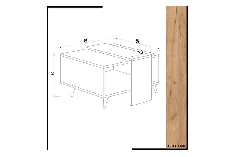 Mod Design Soffbord 80 cm med Förvaring Hylla - Trä/Vit - Möbler - Vardagsrum - Soffbord & vardagsrumsbord - Soffbord