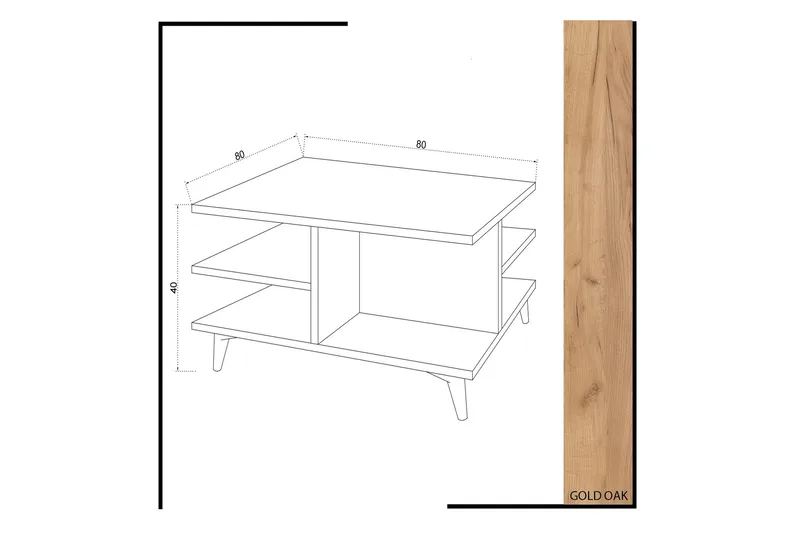 Mod Design Soffbord 80 cm med Förvaring Hyllor - Trä/Vit - Möbler - Vardagsrum - Soffbord & vardagsrumsbord - Soffbord