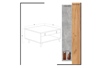 Mod Design Soffbord 80 cm med Förvaring Låda + Hylla Läderbe - Grå/Trä - Möbler - Vardagsrum - Soffbord & vardagsrumsbord - Soffbord
