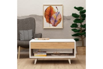 Mod Design Soffbord 80 cm med Förvaring Låda + Hylla - Trä/Vit - Möbler - Vardagsrum - Soffbord & vardagsrumsbord - Soffbord