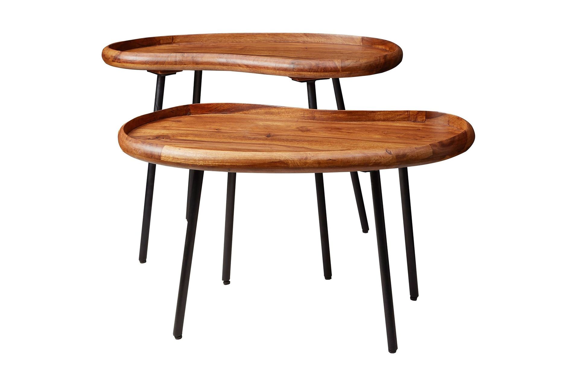 mondry soffbord 79 cm njurformat - massivt trä/svart