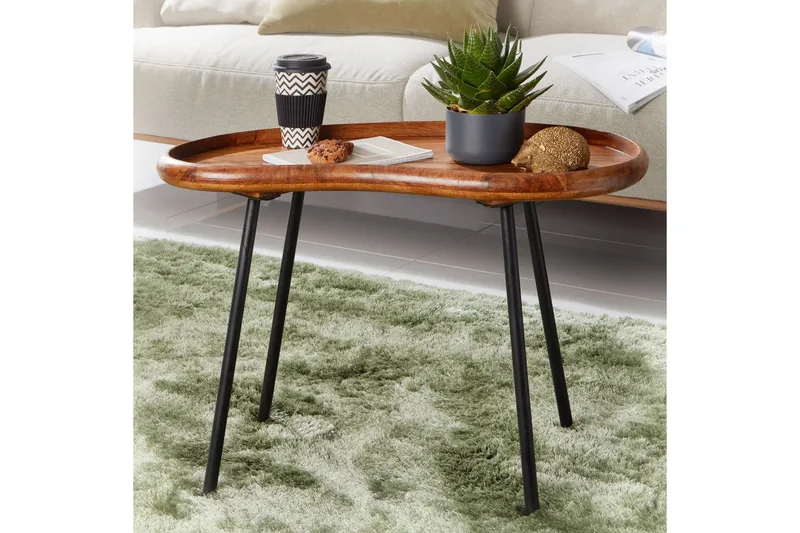 Mondry Soffbord 79 cm Njurformat - Massivt Trä/Svart - Möbler - Vardagsrum - Soffbord & vardagsrumsbord - Soffbord