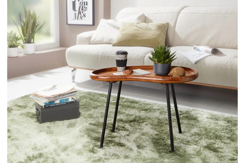 Mondry Soffbord 79 cm Njurformat - Massivt Trä/Svart - Möbler - Vardagsrum - Soffbord & vardagsrumsbord - Soffbord
