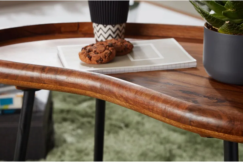 Mondry Soffbord 79 cm Njurformat - Massivt Trä/Svart - Möbler - Vardagsrum - Soffbord & vardagsrumsbord - Soffbord