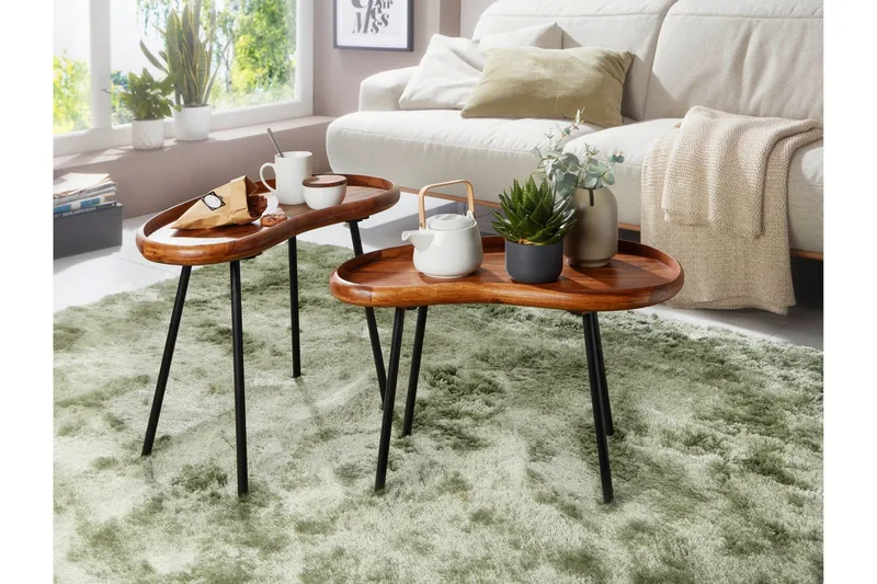 Mondry Soffbord 79 cm Njurformat - Massivt Trä/Svart - Möbler - Vardagsrum - Soffbord & vardagsrumsbord - Soffbord