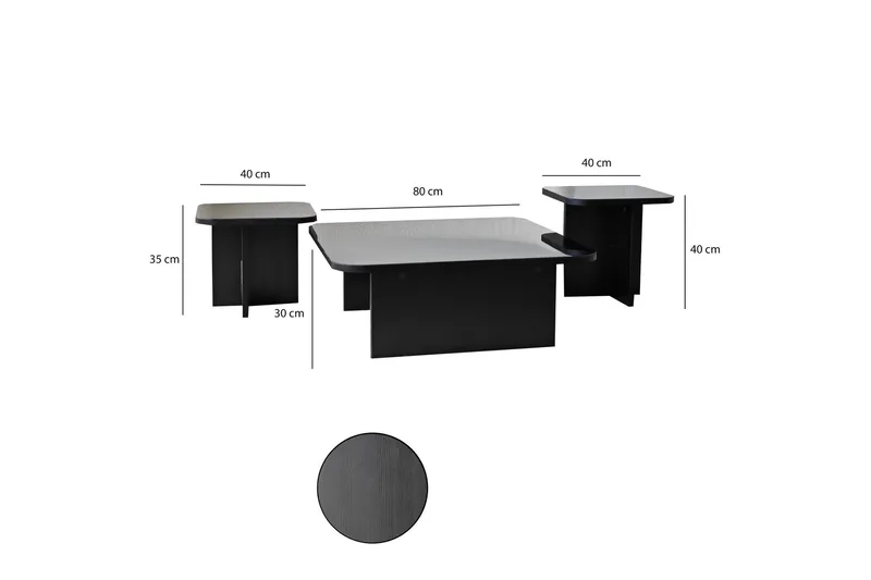 Moosonee Soffbord 80 cm - Svart - Möbler - Vardagsrum - Soffbord & vardagsrumsbord - Satsbord