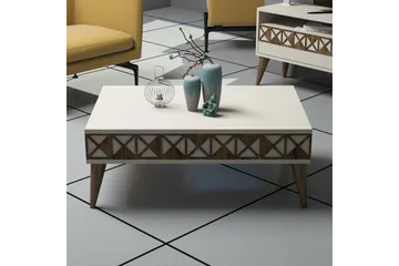 Muennink Soffbord 90 cm med Förvaring Hylla - Krämvit/Brun - Möbler - Vardagsrum - Soffbord & vardagsrumsbord - Soffbord