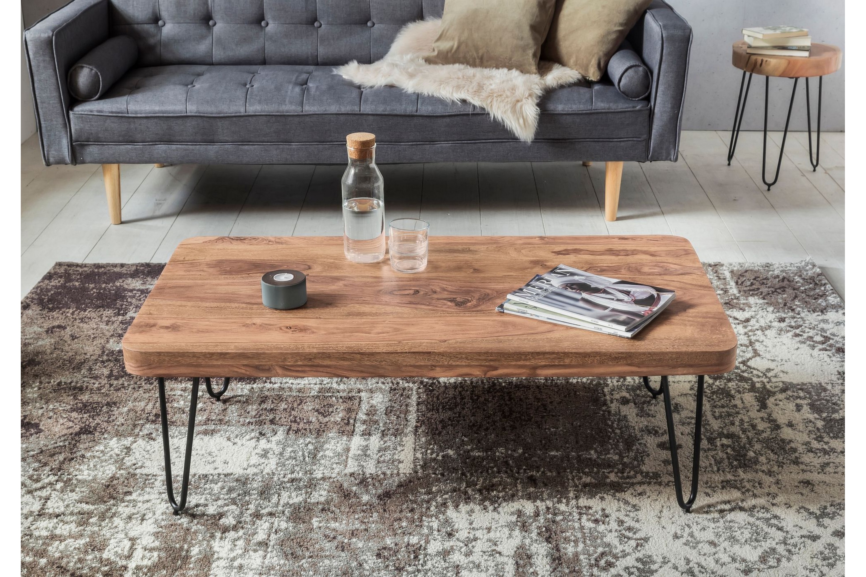 muncaster soffbord 115 cm akacia/svart -