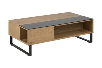 Muriel Förlängingsbart Soffbord 110 cm med Förvaring Hylla - Glas/Ekfärg/Svart - Möbler - Vardagsrum - Soffbord & vardagsrumsbord - Soffbord