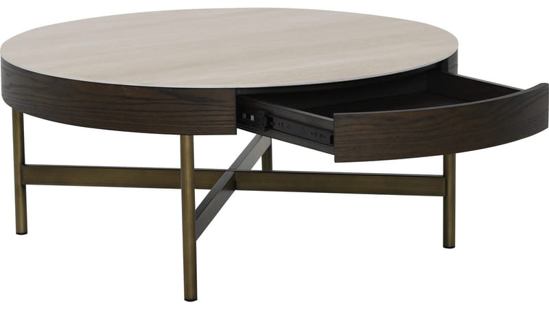 Soffbord Myrdal 90 cm - Travertintopp med bronsfärgade metallben - Möbler - Vardagsrum - Soffbord & vardagsrumsbord - Soffbord