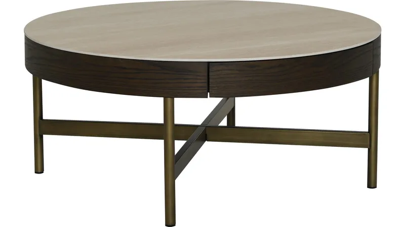 Soffbord Myrdal 90 cm - Travertintopp med bronsfärgade metallben - Möbler - Vardagsrum - Soffbord & vardagsrumsbord - Soffbord