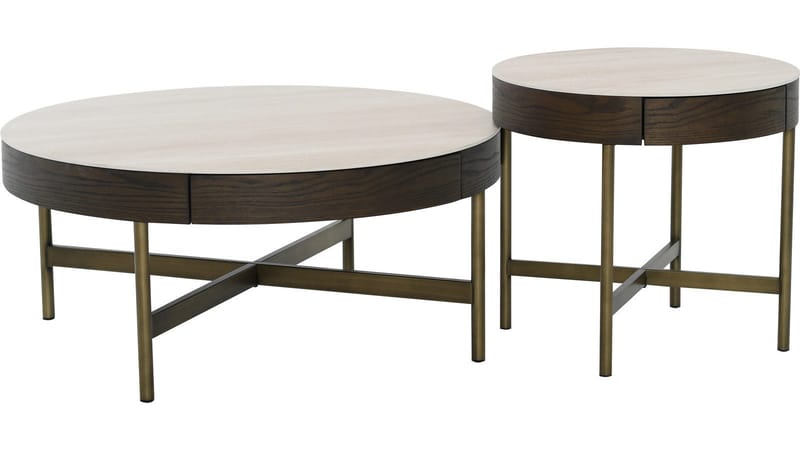 Soffbord Myrdal 90 cm - Travertintopp med bronsfärgade metallben - Möbler - Vardagsrum - Soffbord & vardagsrumsbord - Soffbord