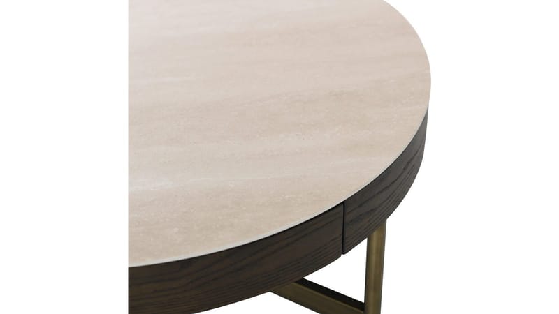 Soffbord Myrdal med Travertintopp 55 cm - Travertintopp med bronsfärgade metallben - Möbler - Vardagsrum - Soffbord & vardagsrumsbord - Soffbord