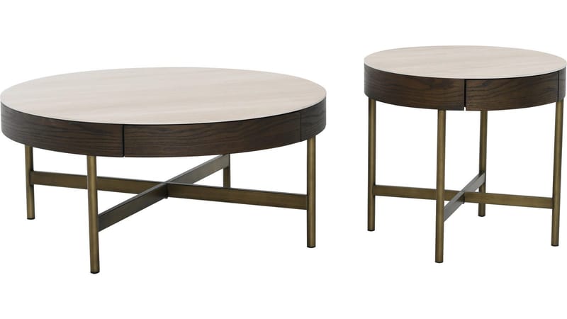 Soffbord Myrdal med Travertintopp 55 cm - Travertintopp med bronsfärgade metallben - Möbler - Vardagsrum - Soffbord & vardagsrumsbord - Soffbord