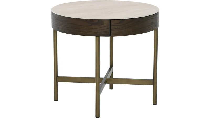 Soffbord Myrdal med Travertintopp 55 cm - Travertintopp med bronsfärgade metallben - Möbler - Vardagsrum - Soffbord & vardagsrumsbord - Soffbord