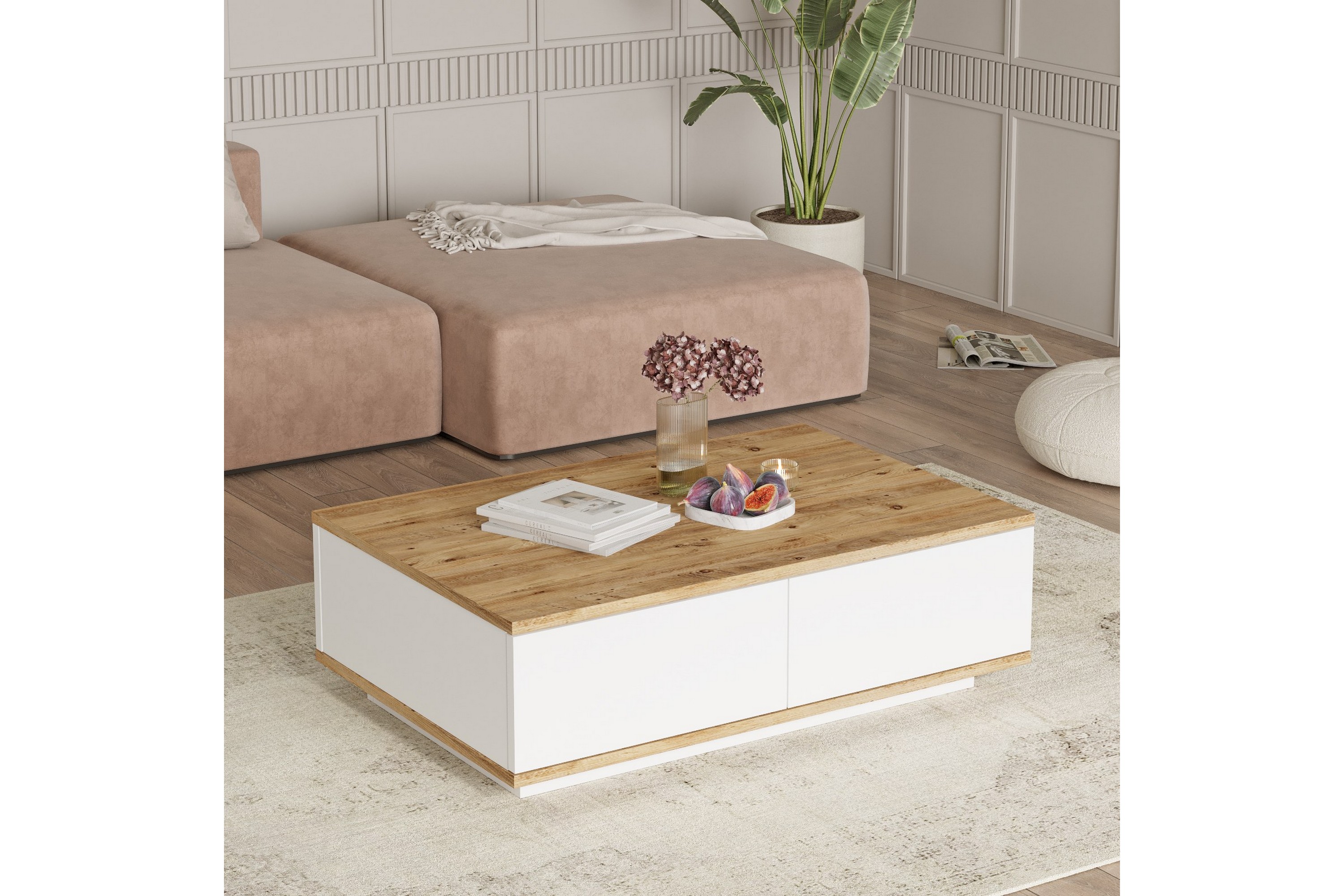 najar soffbord 90 cm brun/vit -