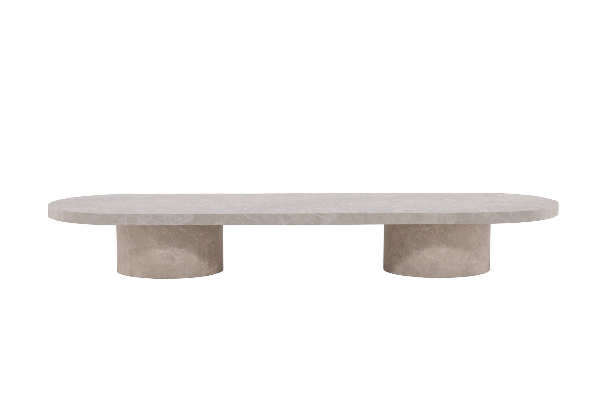 narvik travertin ovalt soffbord 190x60 cm - beige / ljus