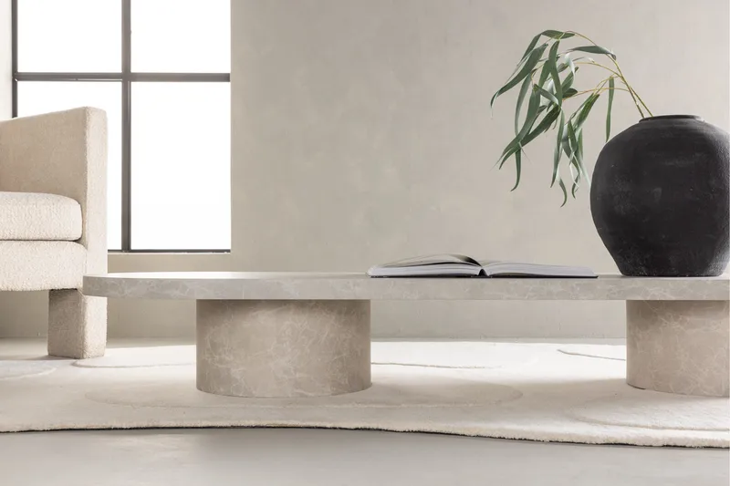 Narvik Travertin Ovalt Soffbord 190x60 cm - Beige / Ljus - Möbler - Vardagsrum - Soffbord & vardagsrumsbord - Soffbord