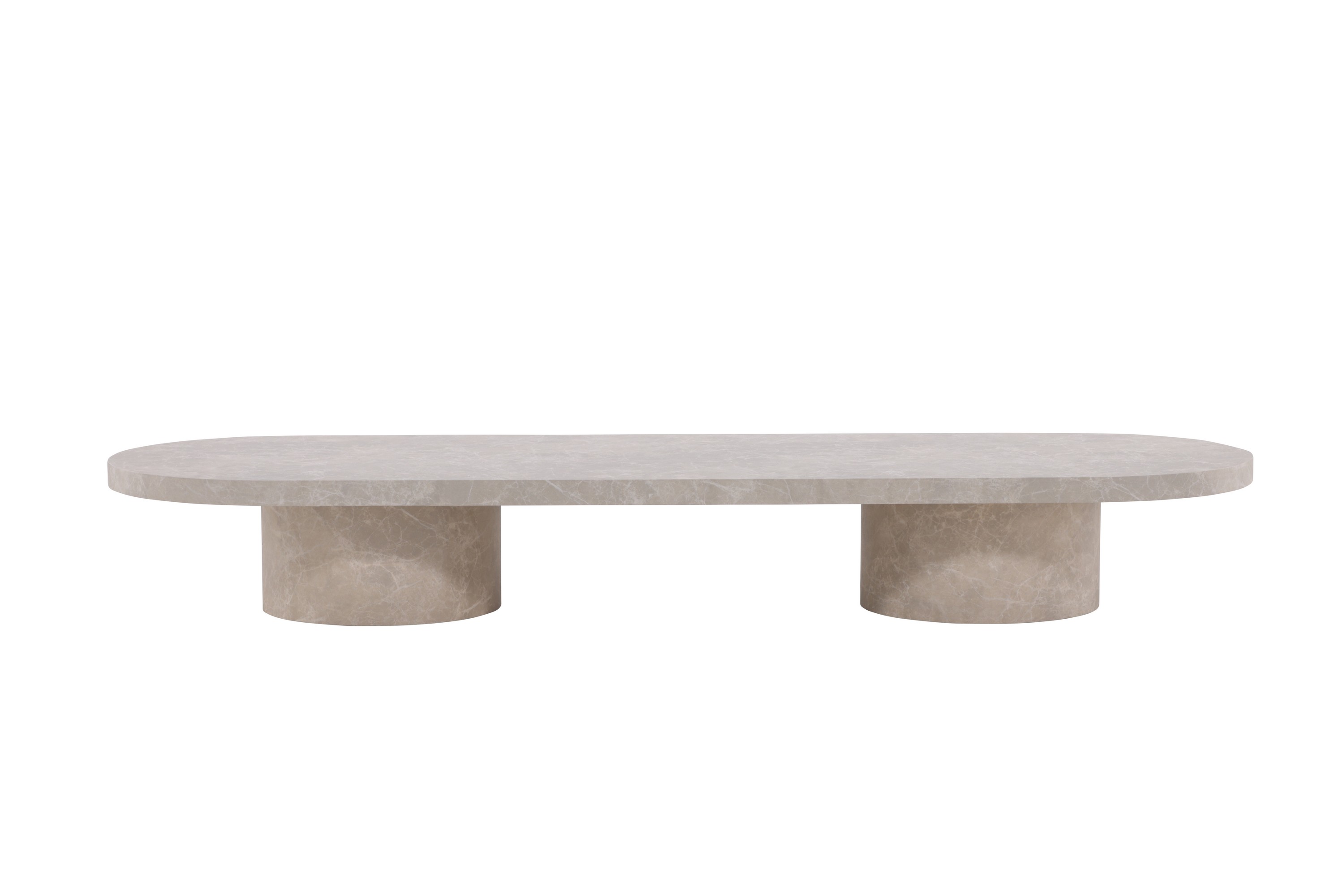 narvik travertin ovalt soffbord 190x60 cm - beige