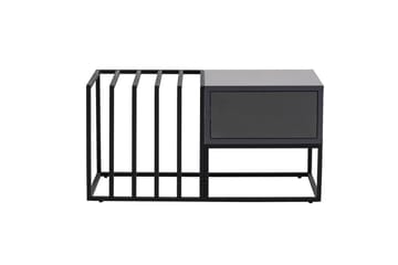 Natsumi 90 cm Rektangulärt Soffbord med Lådor i Metall med Glasskiva - Svart - Möbler - Vardagsrum - Soffbord & vardagsrumsbord - Soffbord